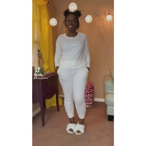 KNIX Womens XXL Cream Waffle Knit Jogger Pajama Pants